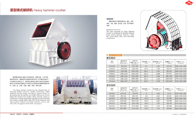【高效能重型錘式破碎機】礦山冶金利器，堅固耐用，處理能力強，適用于大石塊及硬物料破碎